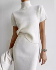 Women’s Slit Sheath Skirt Suit – Elegant Two-Piece Top & Skirt Set