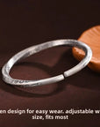 Men Möbius Ring 999 Pure Silver Bracelet – Solid Eternity Twist Bangle with Ethnic Vintage
