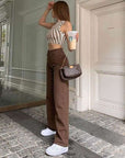 Brown Jeans Retro American Solid Color Looks Thin ( 3 TO 7 DAYS )