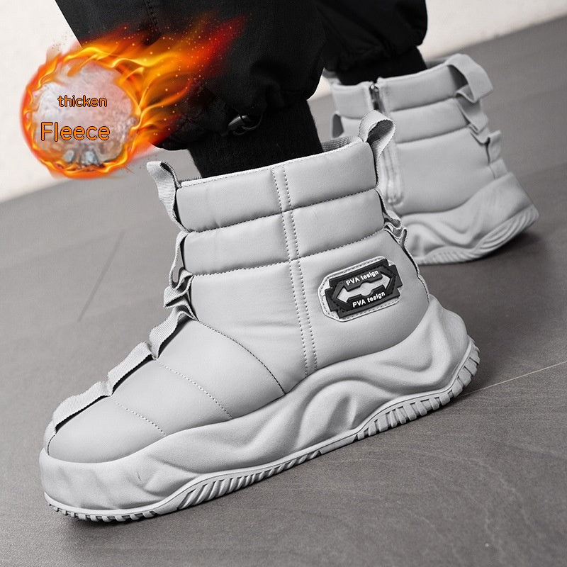 High-top Snow Boots Fur Men&#39;s Warm Slugged Bottom Cotton Shoes