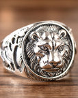 Silver Ornament Domineering Lion Head Beast Man Ring