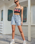 Women’s High-Waist Denim Shorts – Loose Fit Raw Edge Urban Style