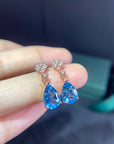 Women’s Natural Blue Topaz Earrings – Sterling Silver S925 Gem Inlay