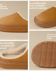 Unisex Indoor Anti-Slip Plush Warm Slippers – Thick Sole Home Satin Upper Winter House Shoes
