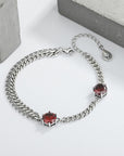 925 Sterling Silver LAB GROWN STONES Chain Double Layer BRACLET FOR WOMEN