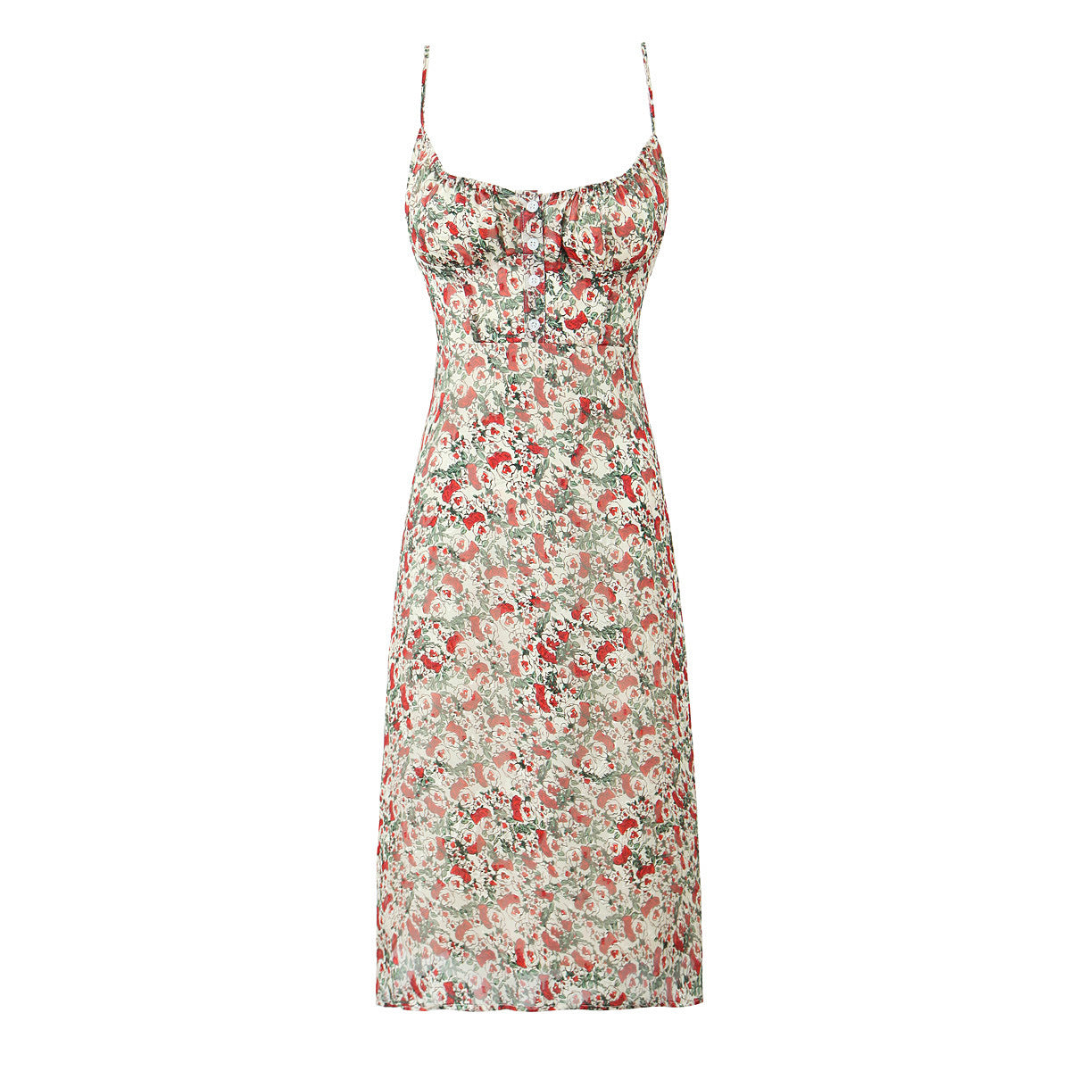 Women’s Printed Sling Dress – Slim Fit Backless Mid-Length Elegance