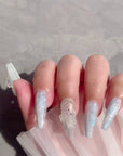 Premium Feel Wearable Nails Soft Macchiato Blue Ice