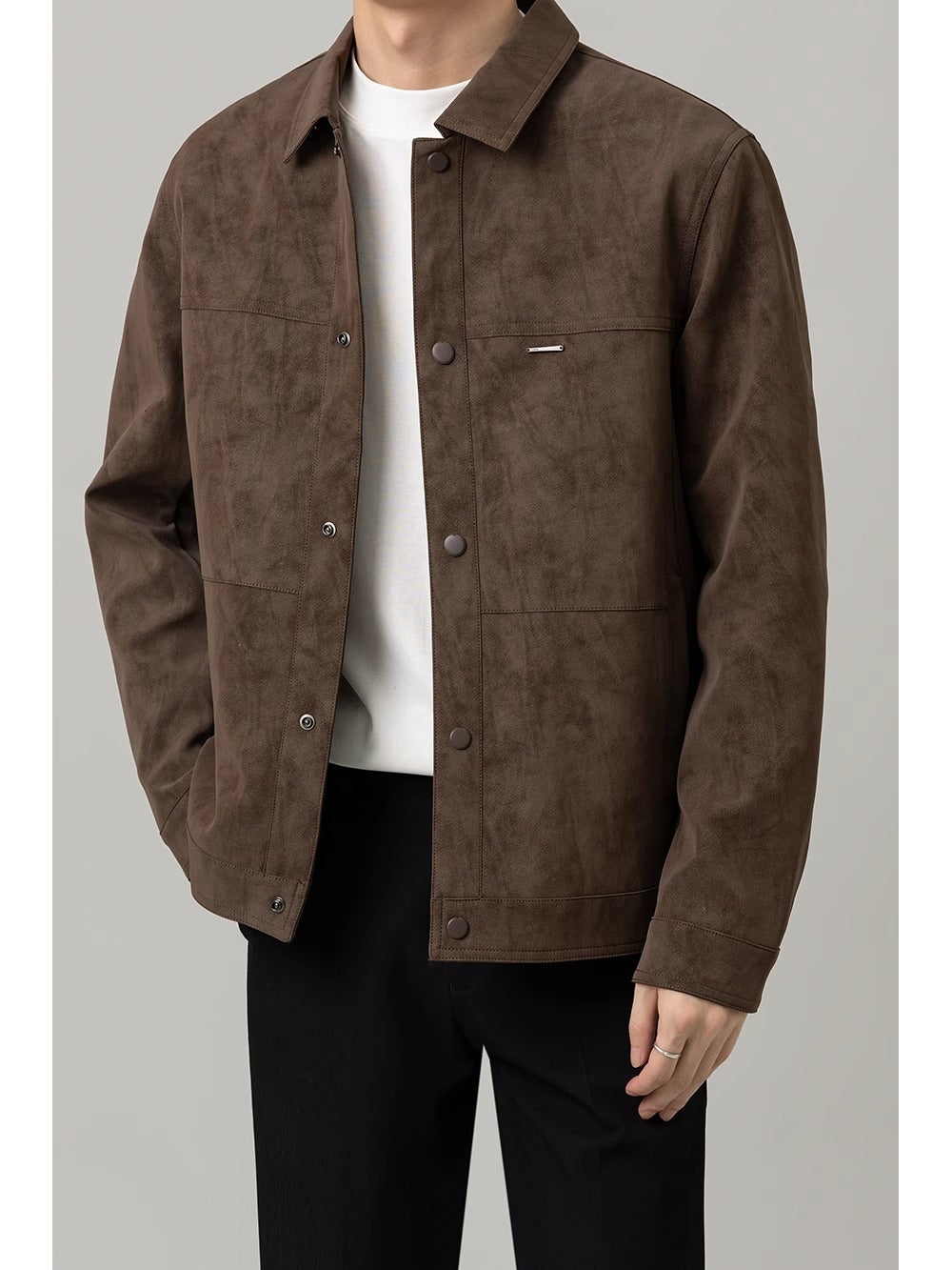 Men’s Light Mature Short Jacket – Casual Loose-Fit Polyester Coat