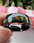 8mm Inlaid Galaxy Broken Opal Tungsten Ring MEN