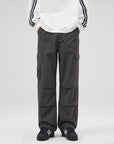 Pocket Washed Cargo Pants Men's Pleated Loose Wide-leg Cotton Casual Trousers