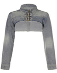 Women’s Loose Long-Sleeve Ultra-Short Denim Waistcoat Jacket – Trendy Street Style