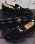 Men’s Genuine Leather Slip-On Shoes – Light Luxury Suede Beanie Loafers