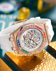 Men's Silicone Band Rainbow Diamond Automatic Mechanical Watch