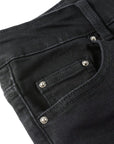 Black Patch Pleated Jeans For Men (3 to 7 days shipping)