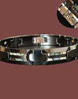 Tungsten Gold Ceramic Inlaid Shell Waterproof Magnetic Bracelet unisex