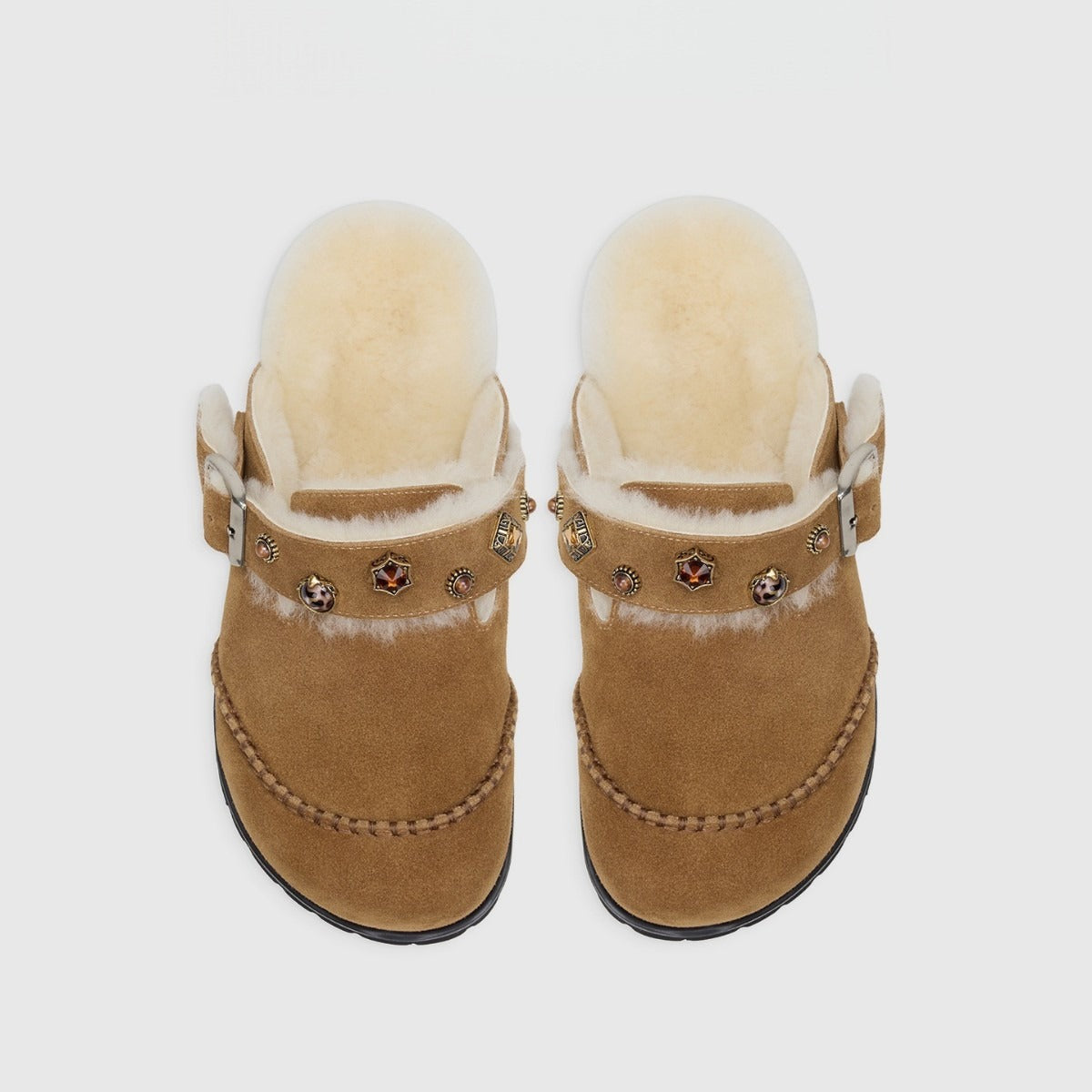 Women’s Wool Lined Platform Slippers – Suede Leather Thick Sole Warm Indoor Outdoor House Slippers