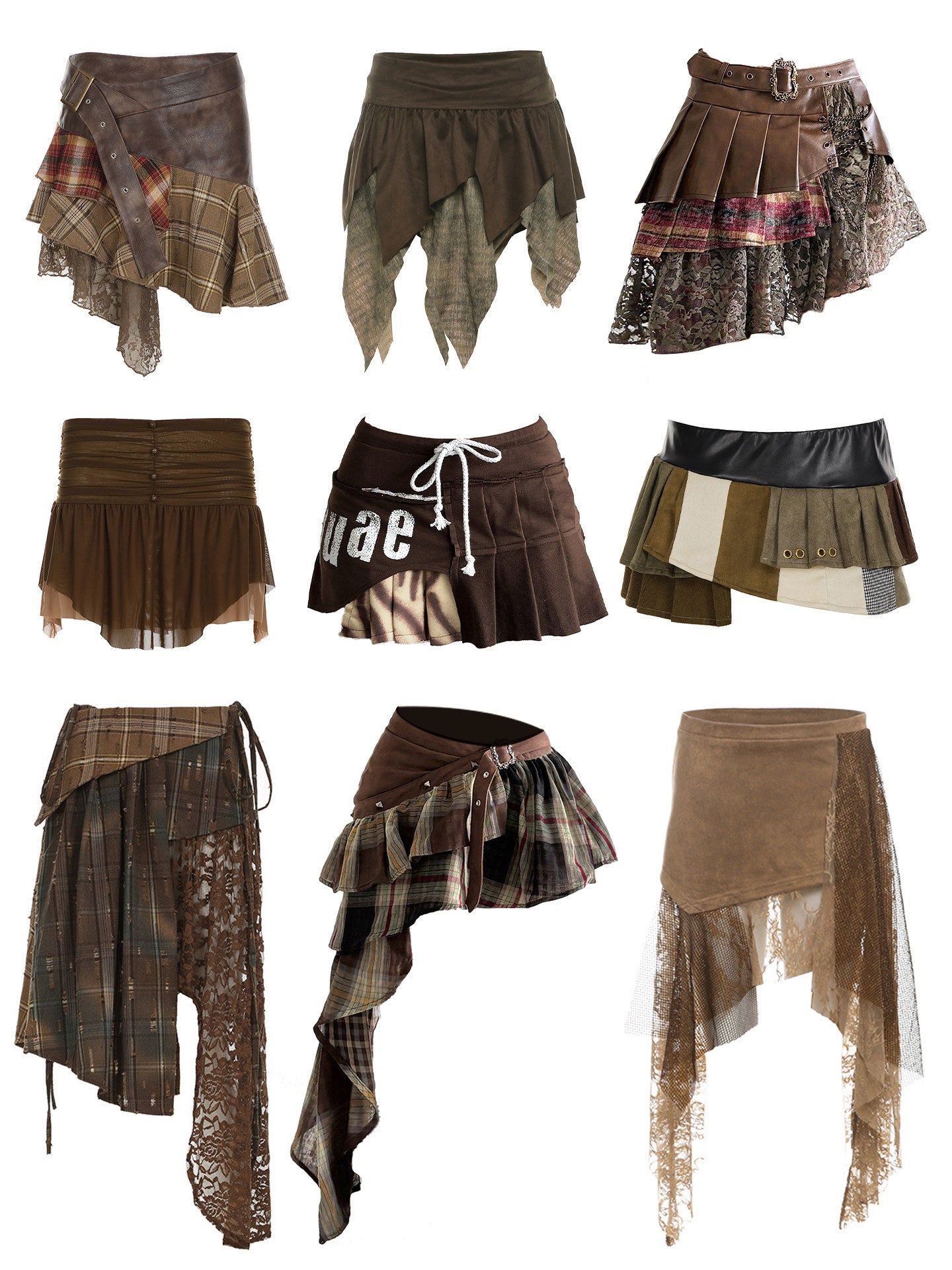 Women’s Asymmetrical High Waist A-Line Skirt – Ruffled Street Style Midi Skirt with Lace Detail &amp; Slim Fit