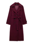 Lapel Woolen Coat Trench  Women