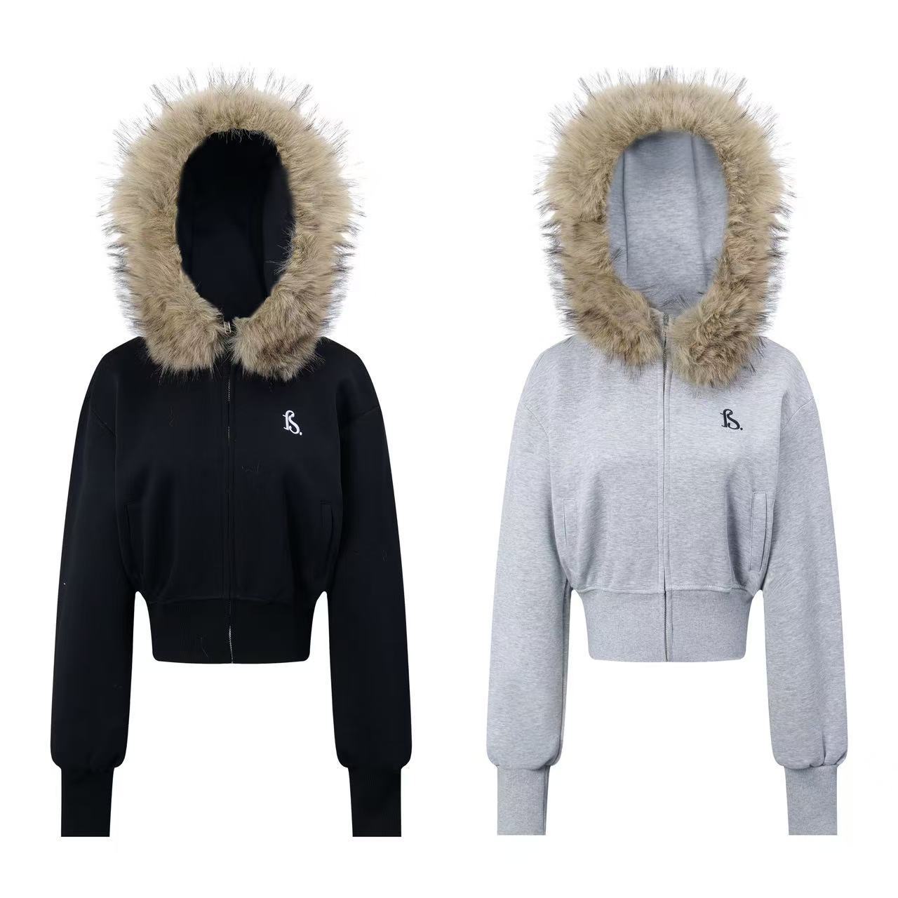 Women’s Hooded Zip Front Sweater Coat – Slim Fit Hoodie Cardigan with Faux Fur Collar, Long Sleeves &amp; Casual Layering Design