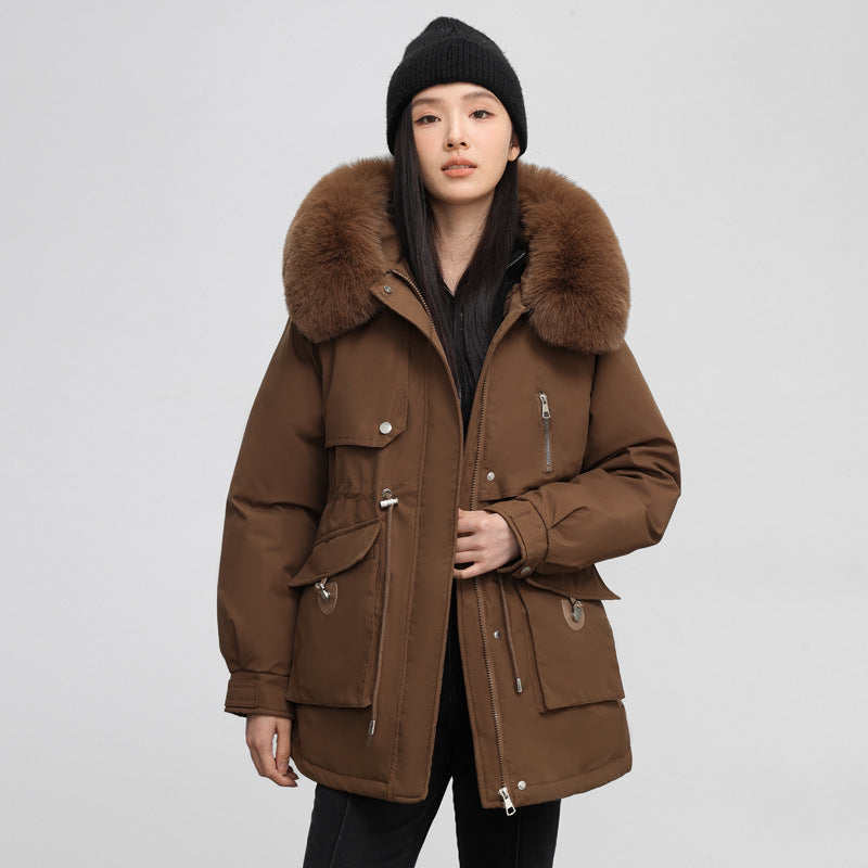 Cross-border Fleece-lined Thickened Fit Slimming Cotton Coat women