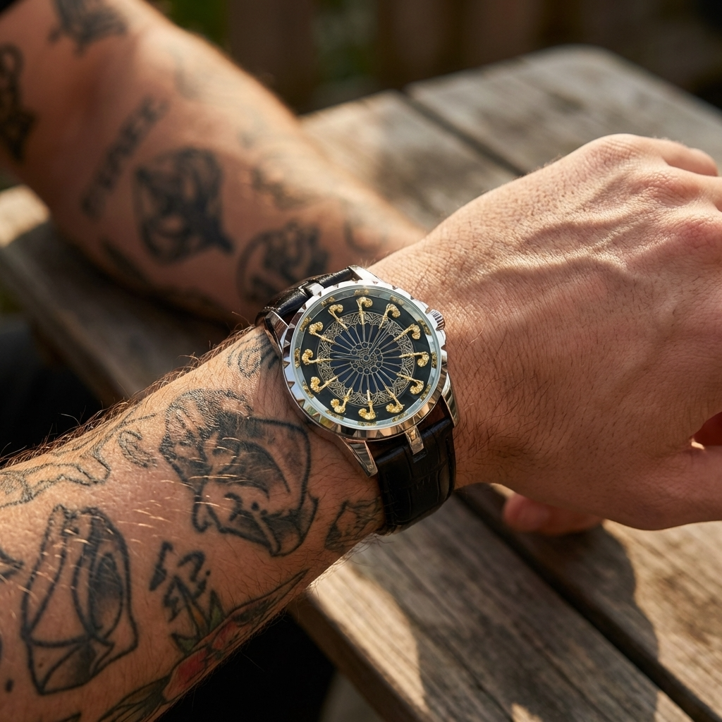 Men 47mm Large Dial Quartz Wristwatch – 200M Waterproof Leather Strap Watch with Mineral Glass