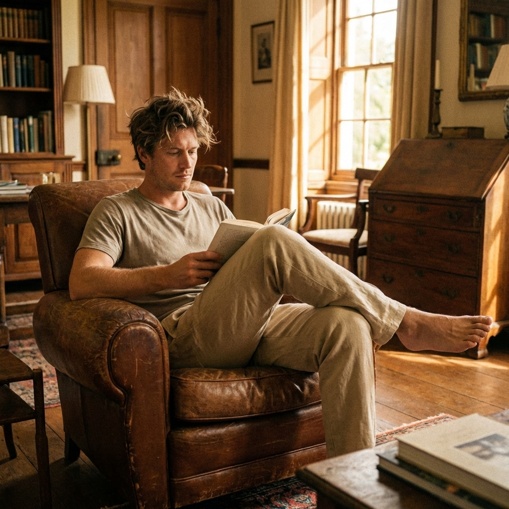 Men’s 70% Cotton Casual Trousers – Breathable Straight Leg Pants with Relaxed Fit, Adjustable Belt &amp; Everyday Comfort Style