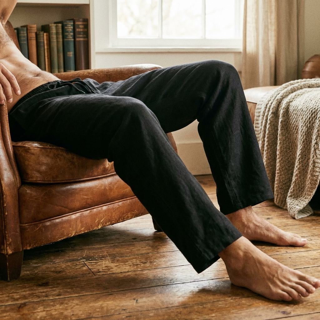 Men’s 70% Cotton Casual Trousers – Breathable Straight Leg Pants with Relaxed Fit, Adjustable Belt &amp; Everyday Comfort Style