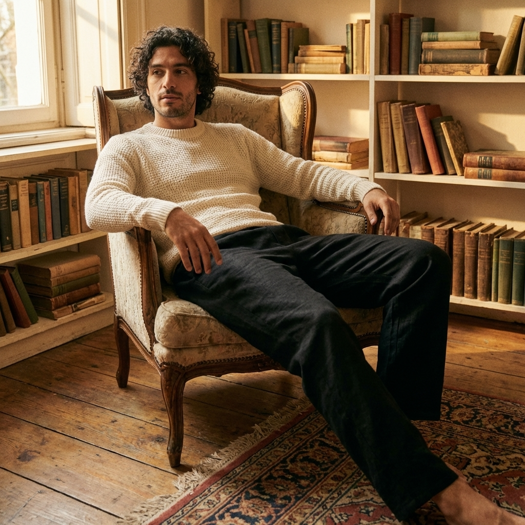 Men’s 70% Cotton Casual Trousers – Breathable Straight Leg Pants with Relaxed Fit, Adjustable Belt &amp; Everyday Comfort Style