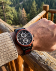Multi-Function Chronograph Wooden Men’s Watch – 50mm Large Dial Quartz Analog-Digital Water-Resistant Wood Strap Timepiece