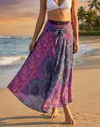 Women’s 100% Rayon Beach Skirt Dress – Convertible Floral A-Line Wrap Skirt with High Waist, Lightweight Vacation Style & Versatile Wear