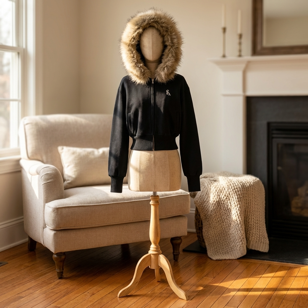 Women’s Hooded Zip Front Sweater Coat – Slim Fit Hoodie Cardigan with Faux Fur Collar, Long Sleeves &amp; Casual Layering Design