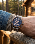 Multi-Function Chronograph Wooden Men’s Watch – 50mm Large Dial Quartz Analog-Digital Water-Resistant Wood Strap Timepiece