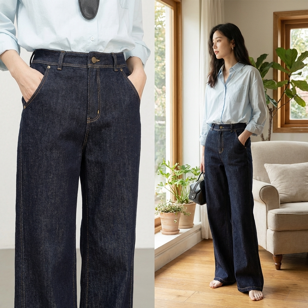 High-Waisted Flared Stretch Denim Jeans for Women – Tummy Control Micro Flare Washed Denim Pants with Four-Way Stretch