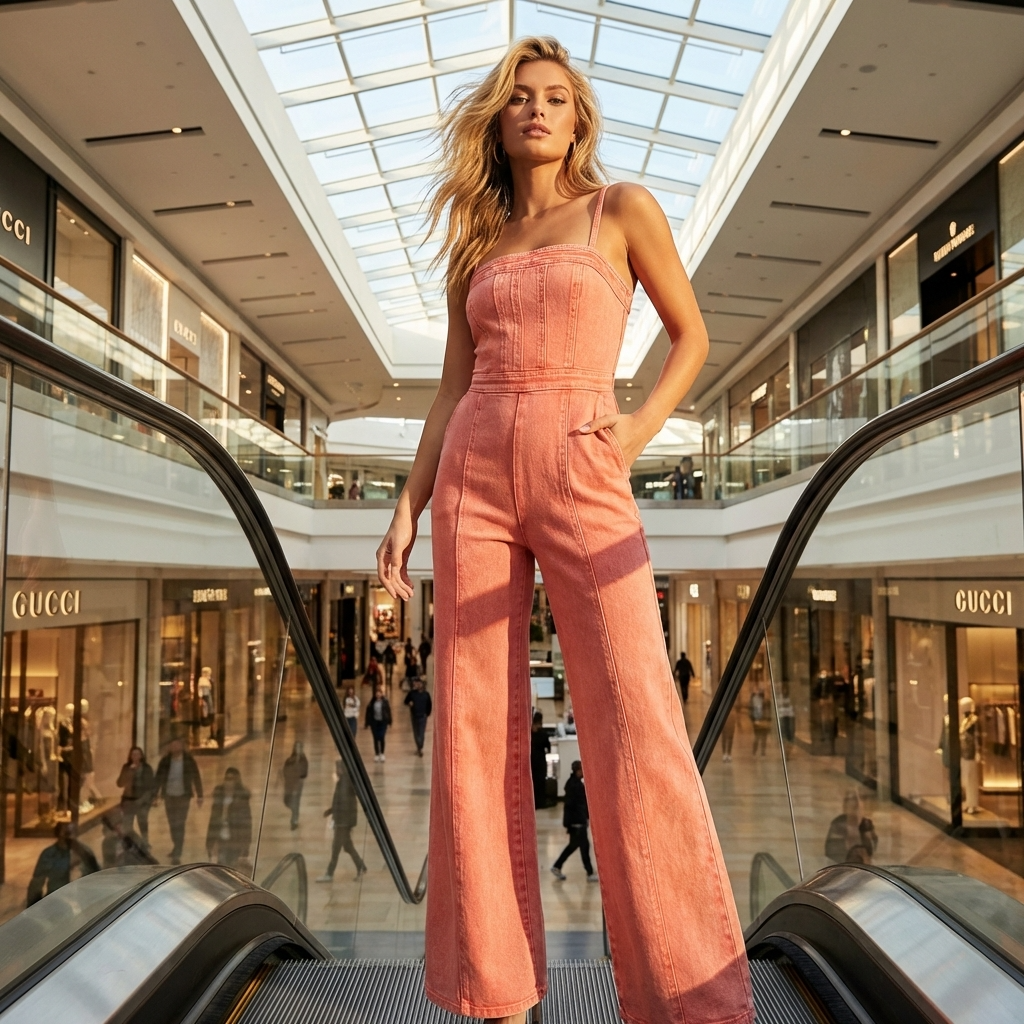 Women’s Stretch Denim Jumpsuit – Slim Fit Sleeveless Overalls with Adjustable Straps, High Waist &amp; Vintage Washed Cotton Design