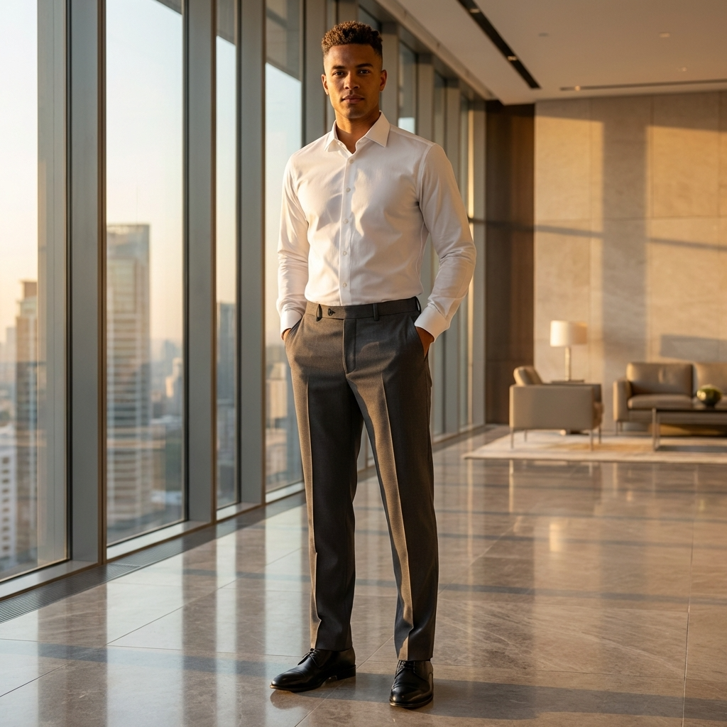 Pantalon de costume habillé pour homme – Pantalon de ville coupe droite, confortable, infroissable et au style classique pour le bureau