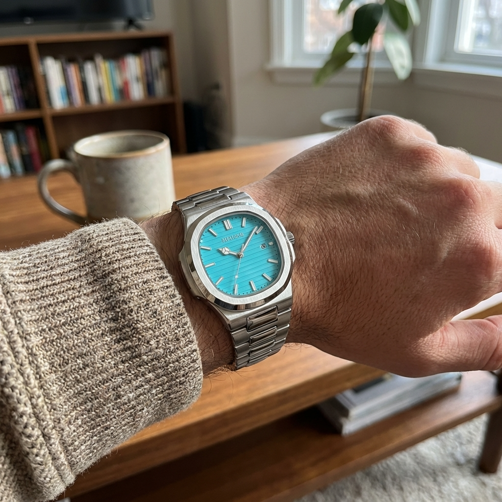 Men’s Automatic Quartz Watch – Waterproof 3ATM Steel Strap Timepiece with Luminous Display, Calendar &amp; 24-Hour Function