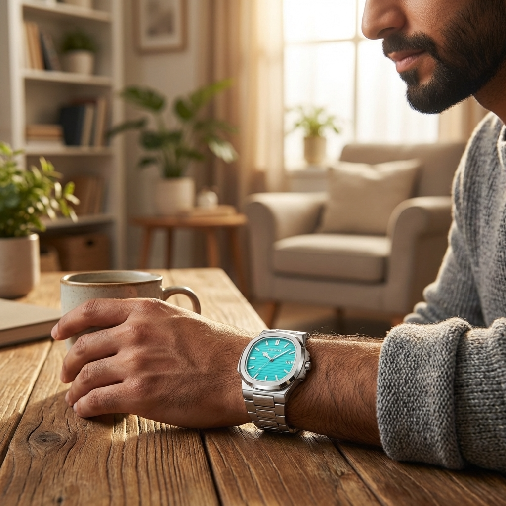 Men’s Automatic Quartz Watch – Waterproof 3ATM Steel Strap Timepiece with Luminous Display, Calendar &amp; 24-Hour Function