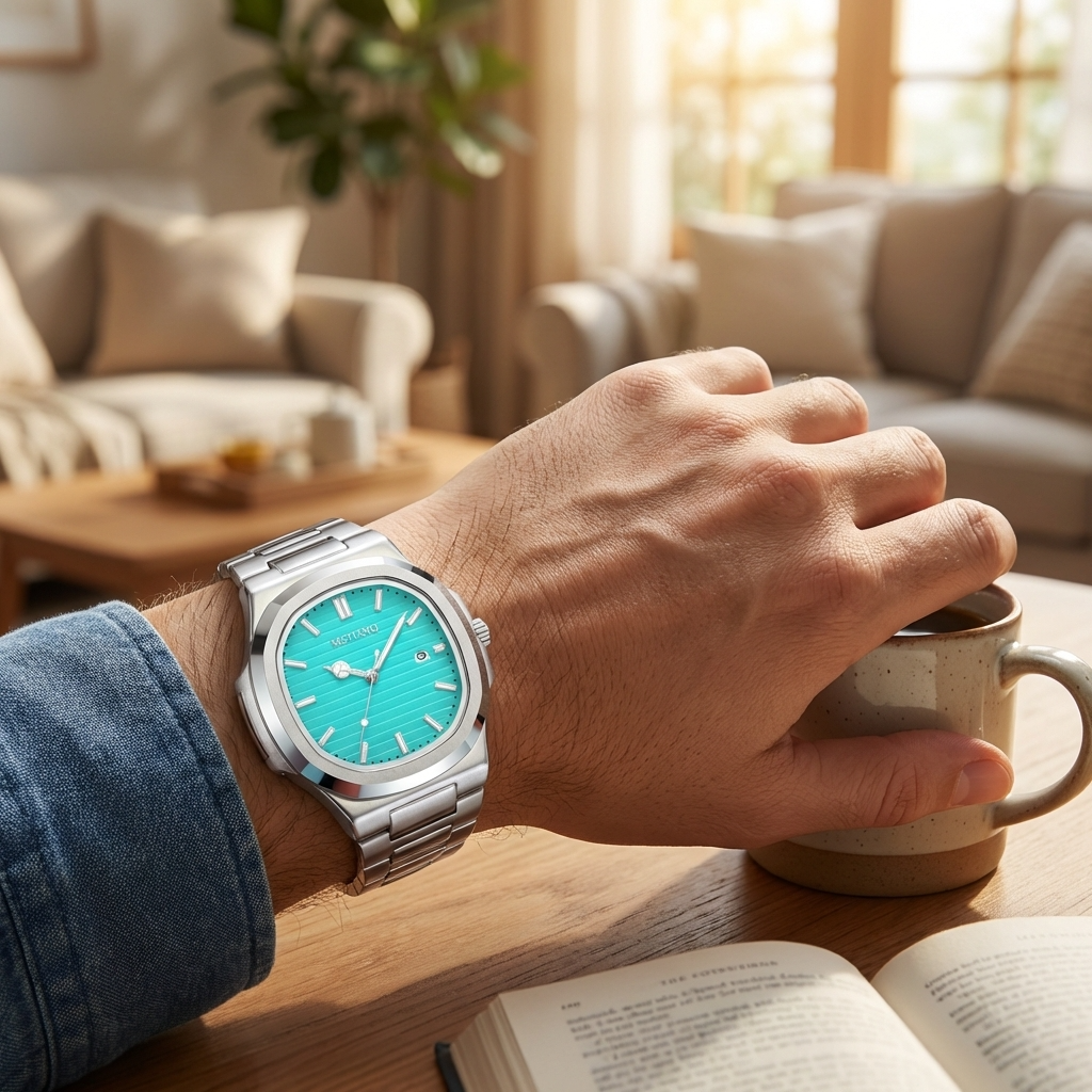 Men’s Automatic Quartz Watch – Waterproof 3ATM Steel Strap Timepiece with Luminous Display, Calendar &amp; 24-Hour Function