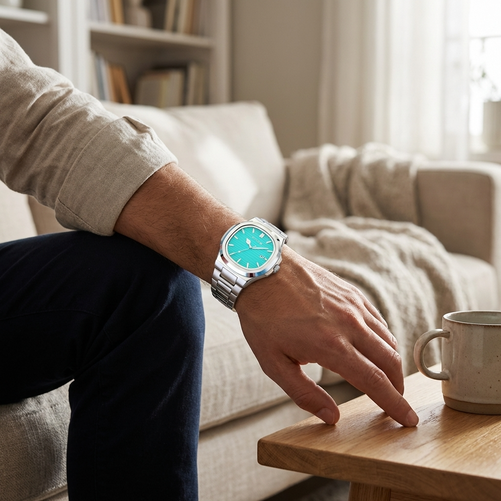 Men’s Automatic Quartz Watch – Waterproof 3ATM Steel Strap Timepiece with Luminous Display, Calendar &amp; 24-Hour Function