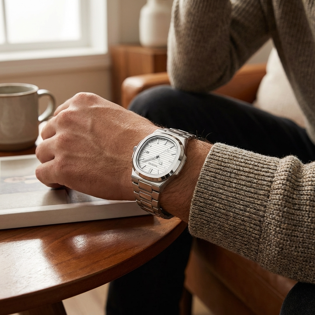 Men’s Automatic Quartz Watch – Waterproof 3ATM Steel Strap Timepiece with Luminous Display, Calendar &amp; 24-Hour Function