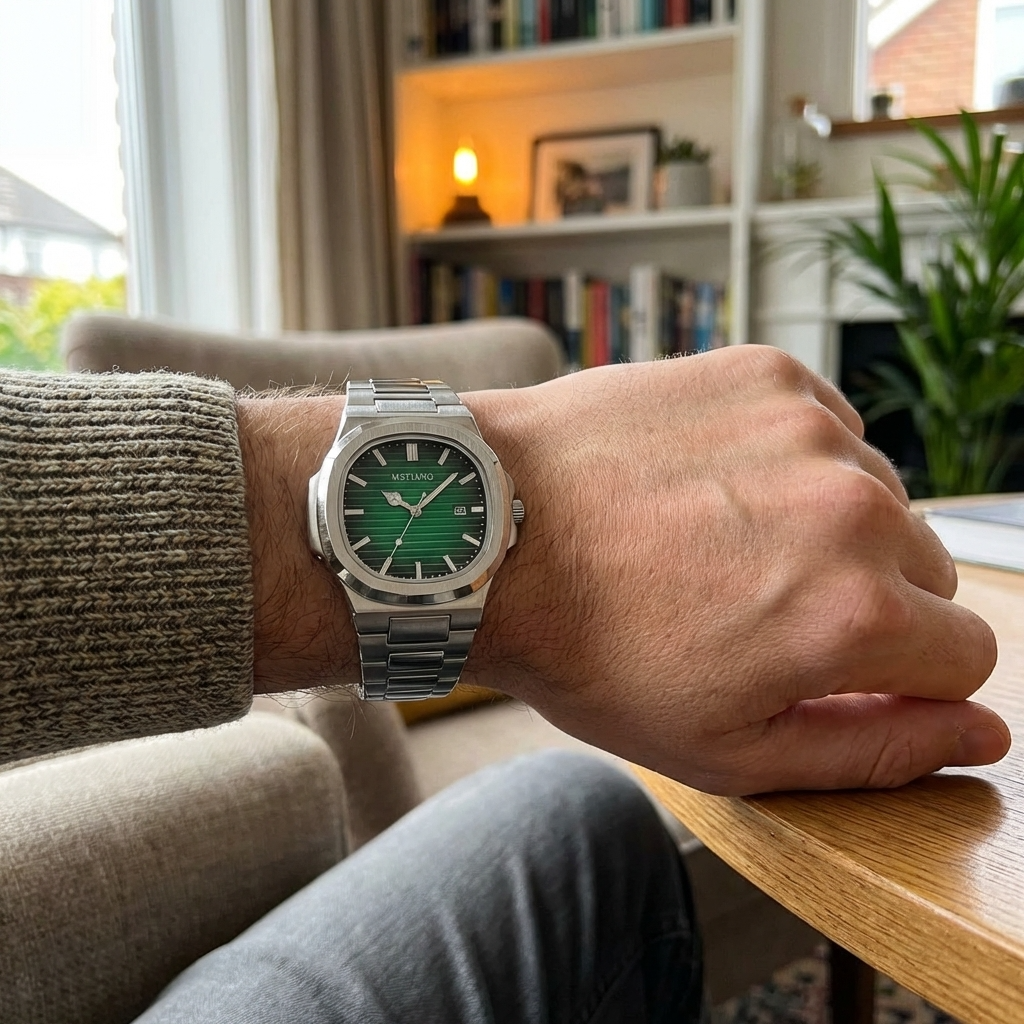 Men’s Automatic Quartz Watch – Waterproof 3ATM Steel Strap Timepiece with Luminous Display, Calendar &amp; 24-Hour Function