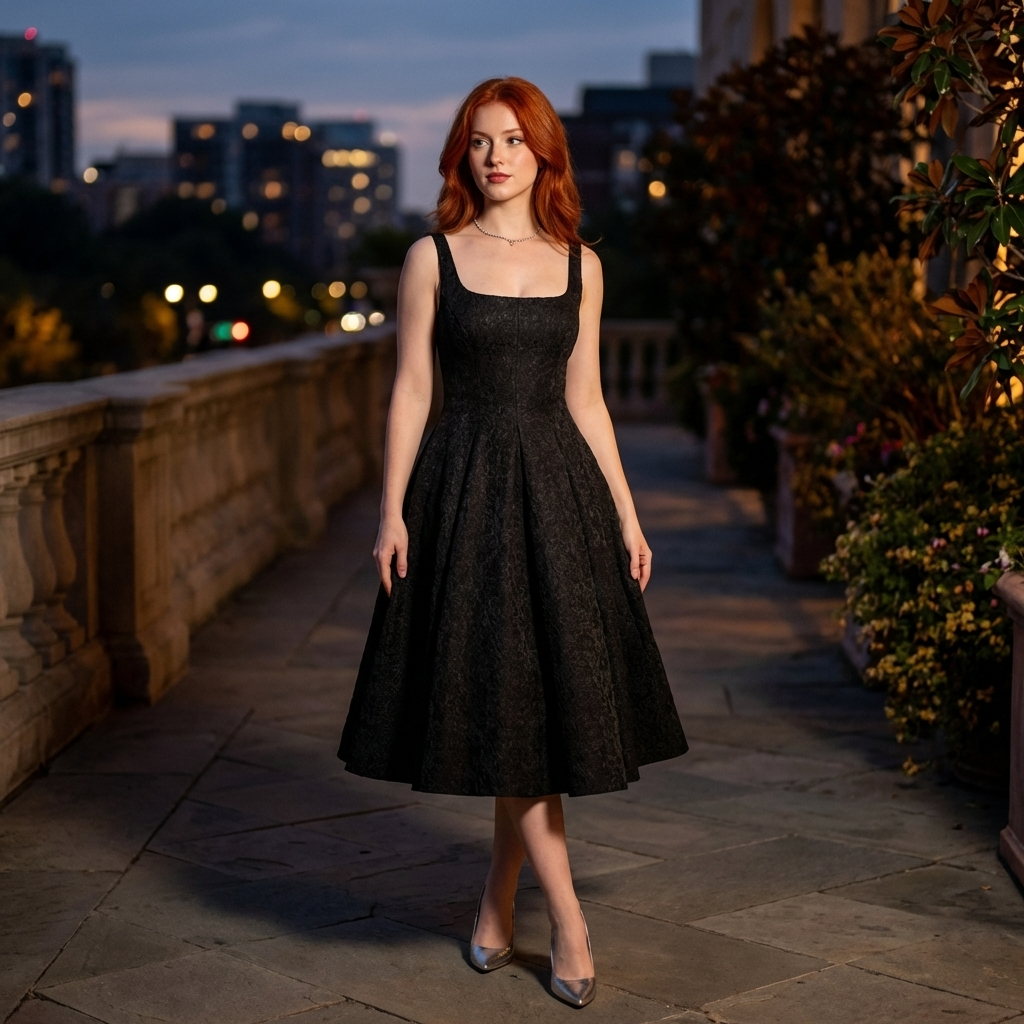 Women High-End Jacquard Slip Dress – Elegant A-Line Camisole High Waist Mid-Length Formal Party Dress