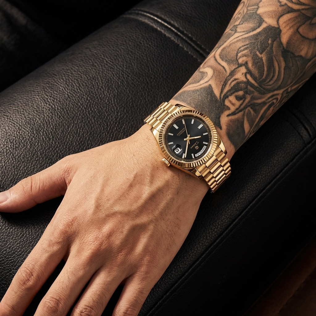 Men’s Automatic Calendar Watch – Stainless Steel Mechanical Timepiece with Day-Date Display, Mineral Crystal &amp; Waterproof Design