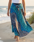 Women’s 100% Rayon Beach Skirt Dress – Convertible Floral A-Line Wrap Skirt with High Waist, Lightweight Vacation Style & Versatile Wear