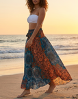 Women’s 100% Rayon Beach Skirt Dress – Convertible Floral A-Line Wrap Skirt with High Waist, Lightweight Vacation Style & Versatile Wear