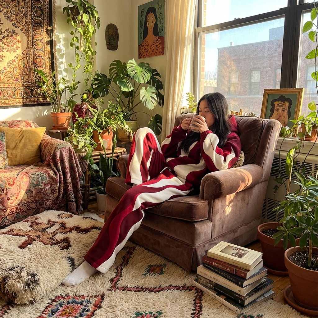 Women Loose Fit Hooded Two-Piece Tracksuit Set – Casual Long Sleeve Hoodie and Pants Matching Outfit