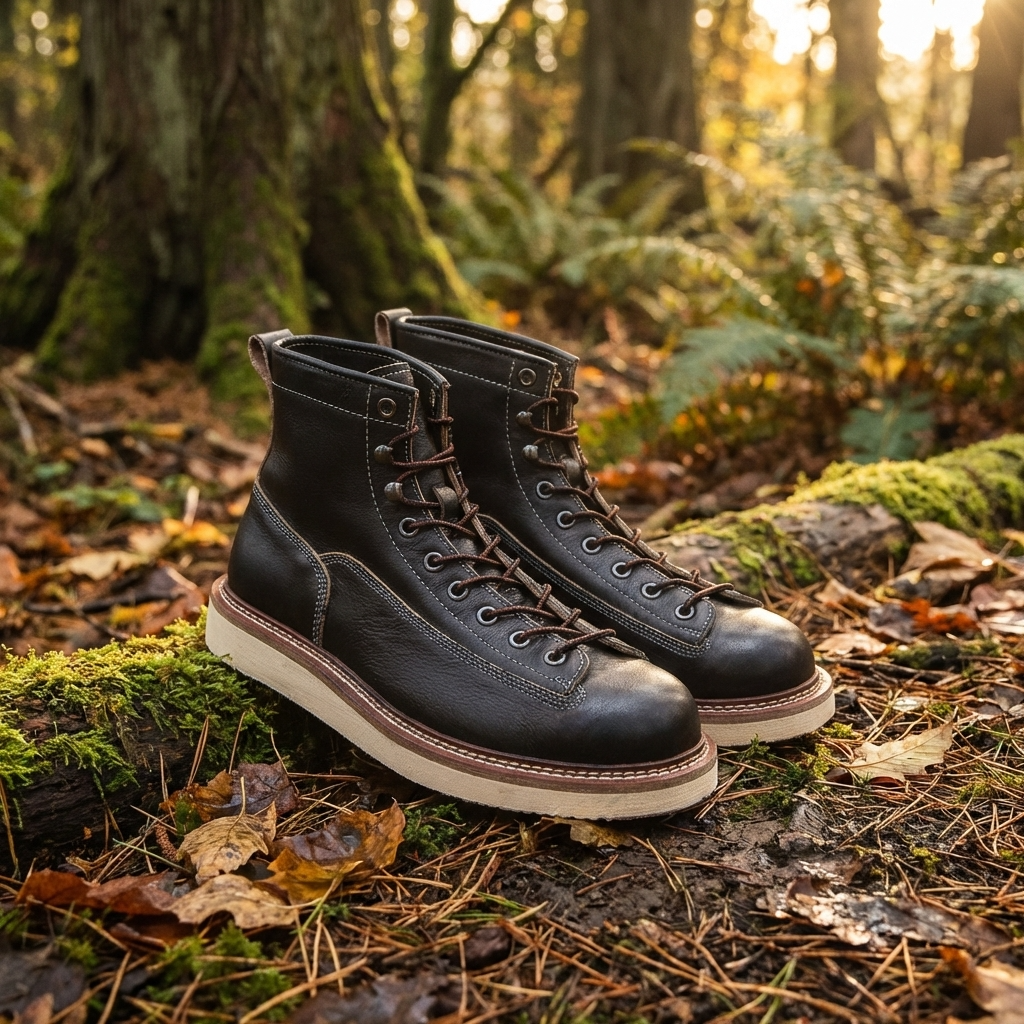 Men’s Genuine Leather High-Top Martin Boots – British Style Lace-Up Round Toe Combat Work Boots