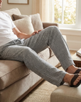Men’s Cotton Gauze Pajama Pants – Breathable Double-Layer Lounge Pants with Loose Fit, Soft Fabric & Striped Casual Home Style