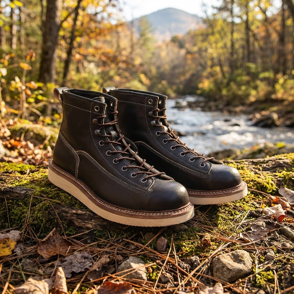 Men’s Genuine Leather High-Top Martin Boots – British Style Lace-Up Round Toe Combat Work Boots