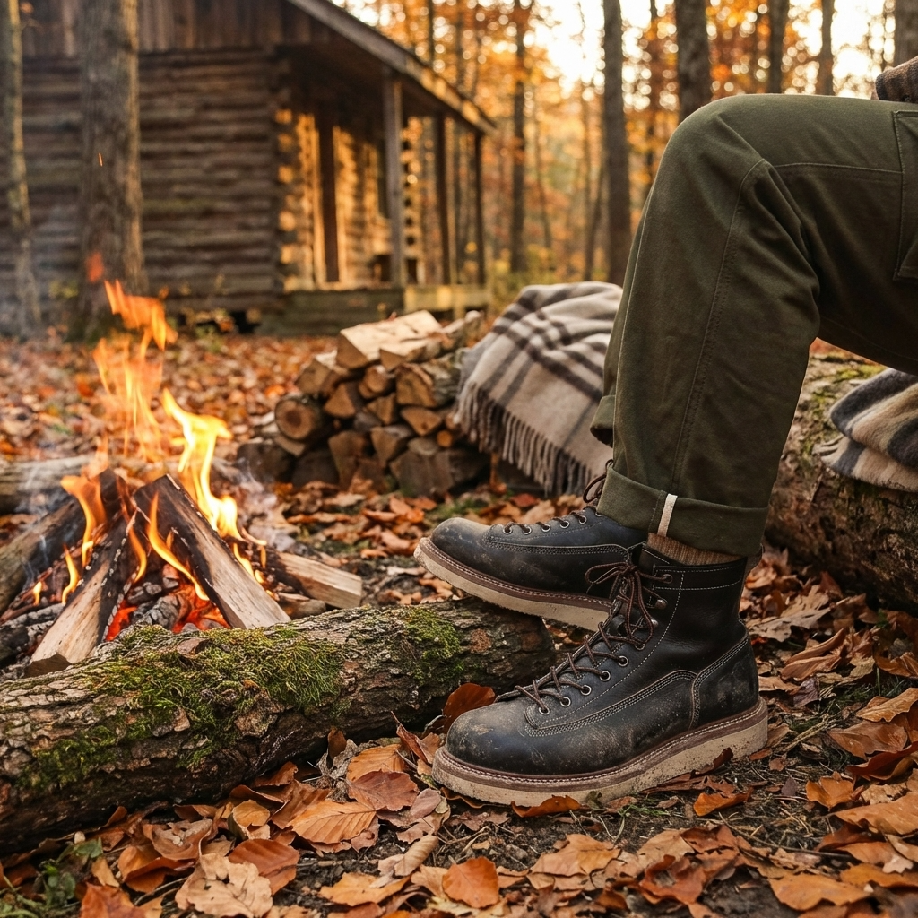 Men’s Genuine Leather High-Top Martin Boots – British Style Lace-Up Round Toe Combat Work Boots